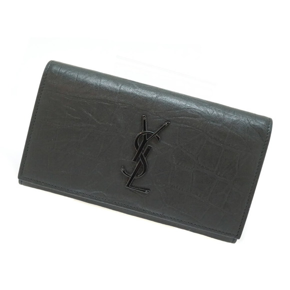 Saint Laurent Black Crocodile Long Wallet Leather - Picture 1 of 11